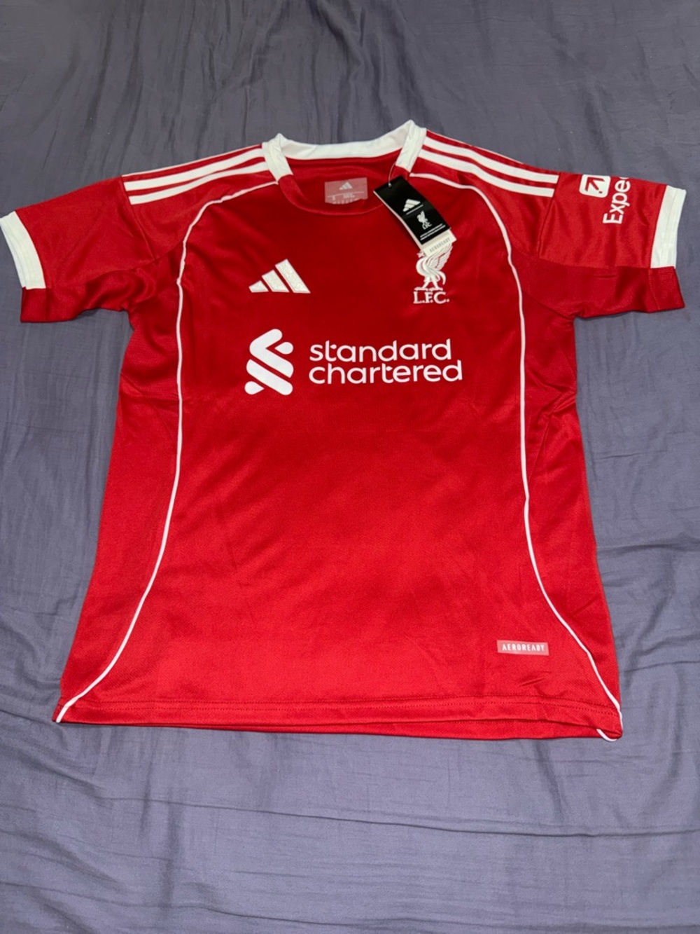 Adidas Red Liverpool FC Soccer Jersey with White Accents
